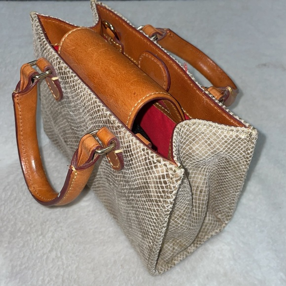 Dooney & Bourke Tan and Brown Snake Print Handbag - Picture 3 of 14